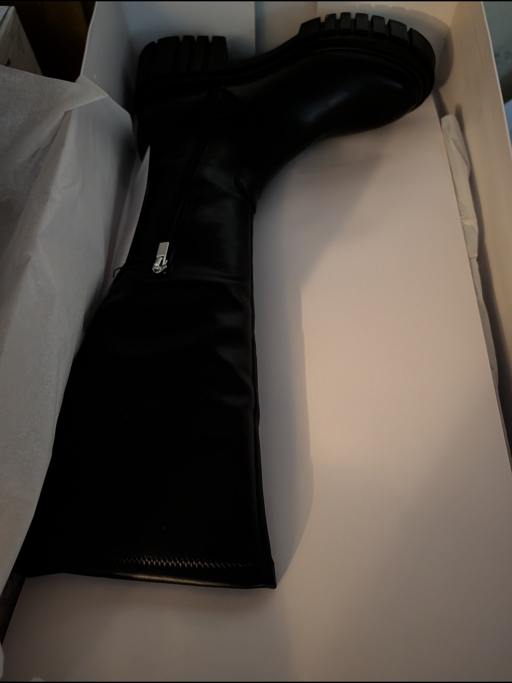 Black Chunky Platform Knee-High Boot